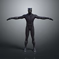 Black Panther 3D Character Model Standing With Arms Outstretched In Dark Suit