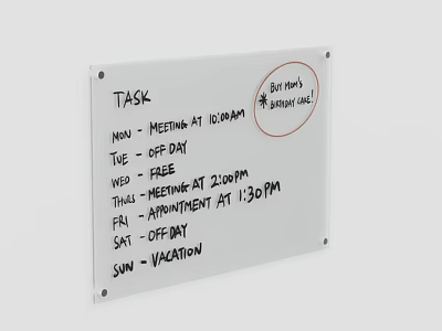Weekly Task Schedule With Meeting Free Day And Birthday Reminder On August 20th 3d model