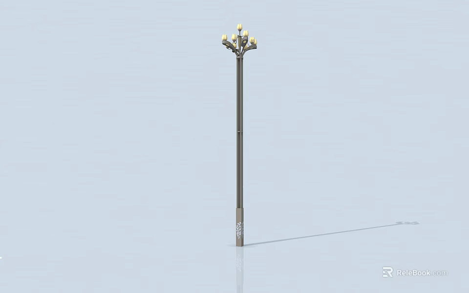 Vintage Outdoor Lamp Post With Black Pole And Multi Decorative Bulbs 3d model 