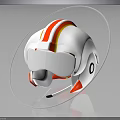 White Helmet with Red and Yellow Stripes Modern Sporty Protective Headgear Design