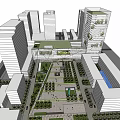 Modern Urban Office Complex With Green Roof Central Plaza And Lush Green Spaces