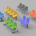 Multicolored Outdoor Chairs with Plastic Seats and Metal Frames in Row