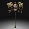 Intricate Ornate Fantasy Warhammer Featuring Golden Winged Design And Purple Gemstones