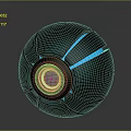 Black Sphere With Blue Glowing Lines And Futuristic Textured Surface Modern Design