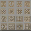 Decorative Carved Wooden Windows Featuring Various Intricate Patterns and Designs 3d model