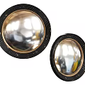Stylish Round Metal Wall Decor with Black Frame and Reflective Mirror Surface Set 3d model