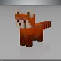 Pixelated Red Panda Figure With White Face And Striped Tail