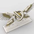 Creative Building Blocks Model with Gold Silver Wings and Cross Structure Base 3d model