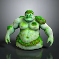 Game and Movie Character With Green Moss Covered Large Muscular Body And Angry Expression