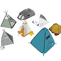 Colorful Tents In Various Styles Tepee And Dome Shapes With Star Decorations