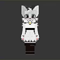 Cute Pixelated White Cat With Pink Ears Block Toy Figure Design