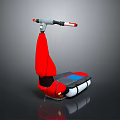 Red Motorcycle With Black Accents Blue Panel And Handlebar Design 3d model