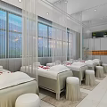 Elegant Modern SPA Sauna With Massage Beds Red Petals White Drapes And Large Windows View