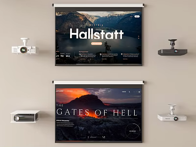 Projection Monitoring Setup With Wall Mounted Projectors Screens And Displayed Content 3d model
