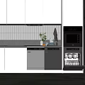 Modern Kitchen Featuring Sleek Dishwasher Oven White Cabinetry And Gray Countertop