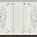 White Ornate Wall Panels With Carved Decorations And Three Panel Design 3d model