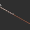 Medieval Polearm Weapon With Wooden Handle And Double Edged Metal Head