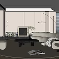 Modern Living Room Interior Design With Beige Sofa Round Rug And Floor Lamp