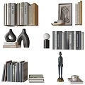 Modern Minimalist Decorative Ornament Set With Books Sculptures And Vases For Home