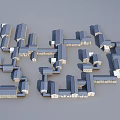 Ancient Architecture Complex With Connected Gray Roof Buildings And Neat Layout 3d model