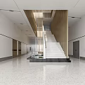 Modern Interior Staircase Structure With White Steps And Wooden Railings In Building Design