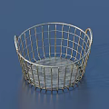 Round Metal Wire Storage Basket With Handles And Grid Design For Organizing 3d model