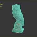Hand Carved Stone Owl Sculpture With Intricate Feather Patterns And Decorative Base