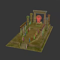 Detailed Ancient Architecture Scene Model Featuring Columns Steps Archway And Platform