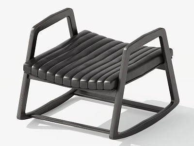 Contemporary Black Stool Featuring Wooden Frame Striped Padded Seat And Armrests 3d model