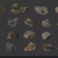 Natural Stone Samples Displaying Various Shapes And Different Textures 3d model