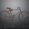Vintage Red Bicycle With Red Seat Handlebars And Reflective Wheels On Gray Background