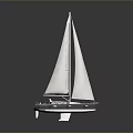 Luxury Sailing Yacht Model With White Sails And Glossy Hull Design