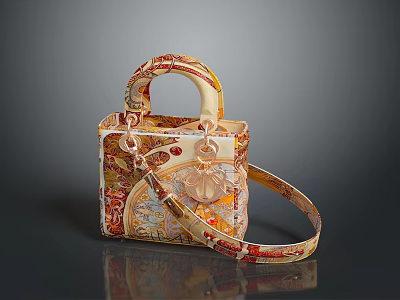Elegant Patterned Handbag With Decorative Straps And Vibrant Colors For Daily Use 3d model