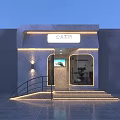 Stylish Modern Public Toilet Exterior Design With Warm Ambient Lighting And Accessible Ramp