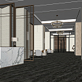 Modern Hall Hotel Lobby Front Desk Reception Area Negotiation Area Leisure Waiting Area Leisure Sofa Chandelier 3d model