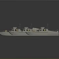 Three White Model Patrol Boats With Antennas And Equipment On Gray Background