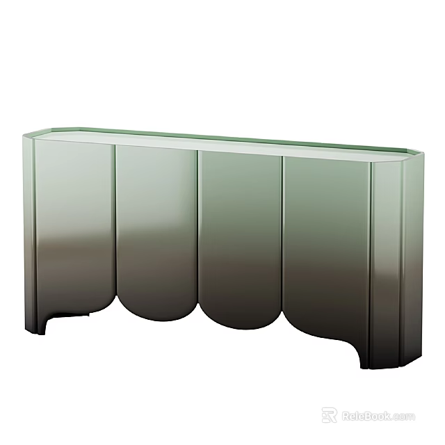 Modern Entryway Console Table With Gradient Color And Scalloped Cabinet Design 3d model