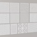 White Perforated Panel Components With Various Design Patterns And Grid Layout 3d model