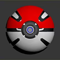 Red And Silver Poké Ball Design With Black Stripe And Blue Button