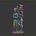 Traditional Wooden Carving Decorative Statue With Two Figures For Home Decor