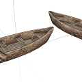 Rustic Wooden Boats With Natural Wood Grain And Carved Seats