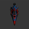 Futuristic Cosmic Aerospace Spacecraft With Red Blue Design And Transparent Cockpit