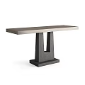 Modern Black Wooden Dining Table With Unique Leg Structure And Smooth Surface Design