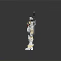 Colorful Sci Fi Robot Figure With White Green Wings And Yellow Accents