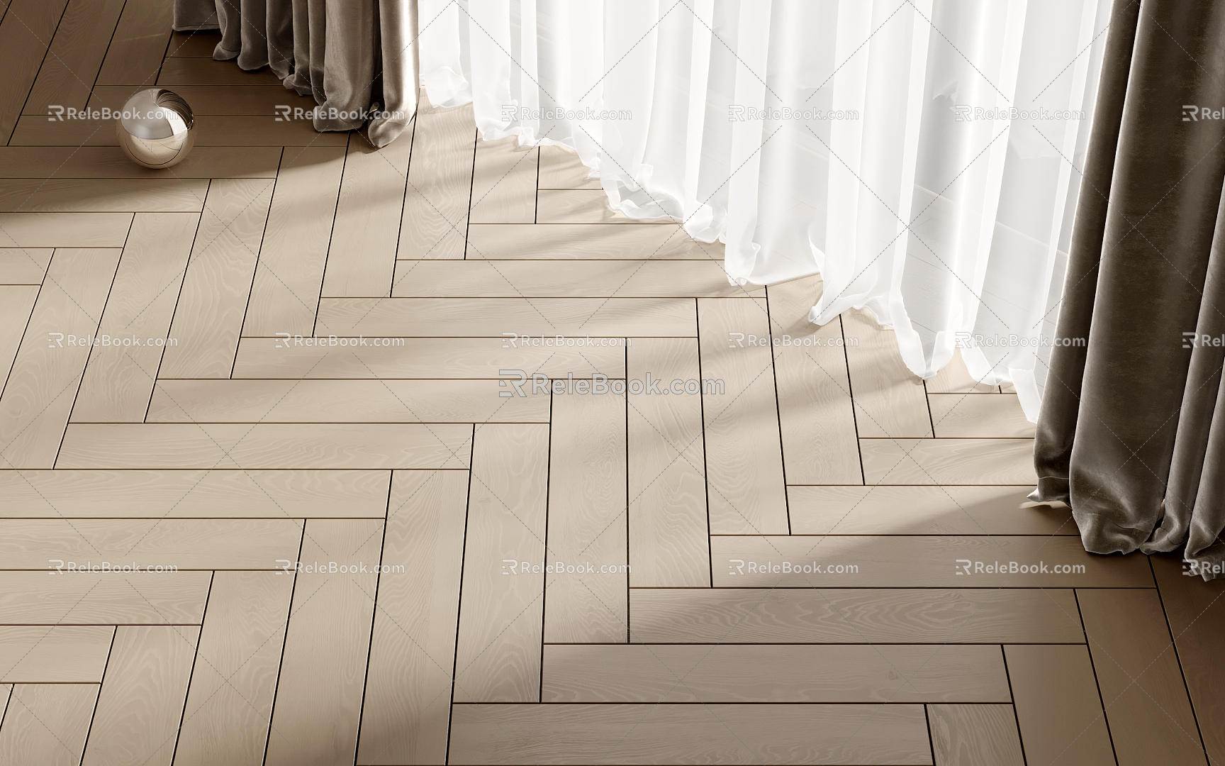 Modern Flooring Wood Flooring Curtain Gauze Curtain 3d model