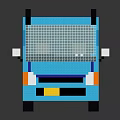 Blue Pixel Art Car Model With Building Block Design And Toy Vehicle Features