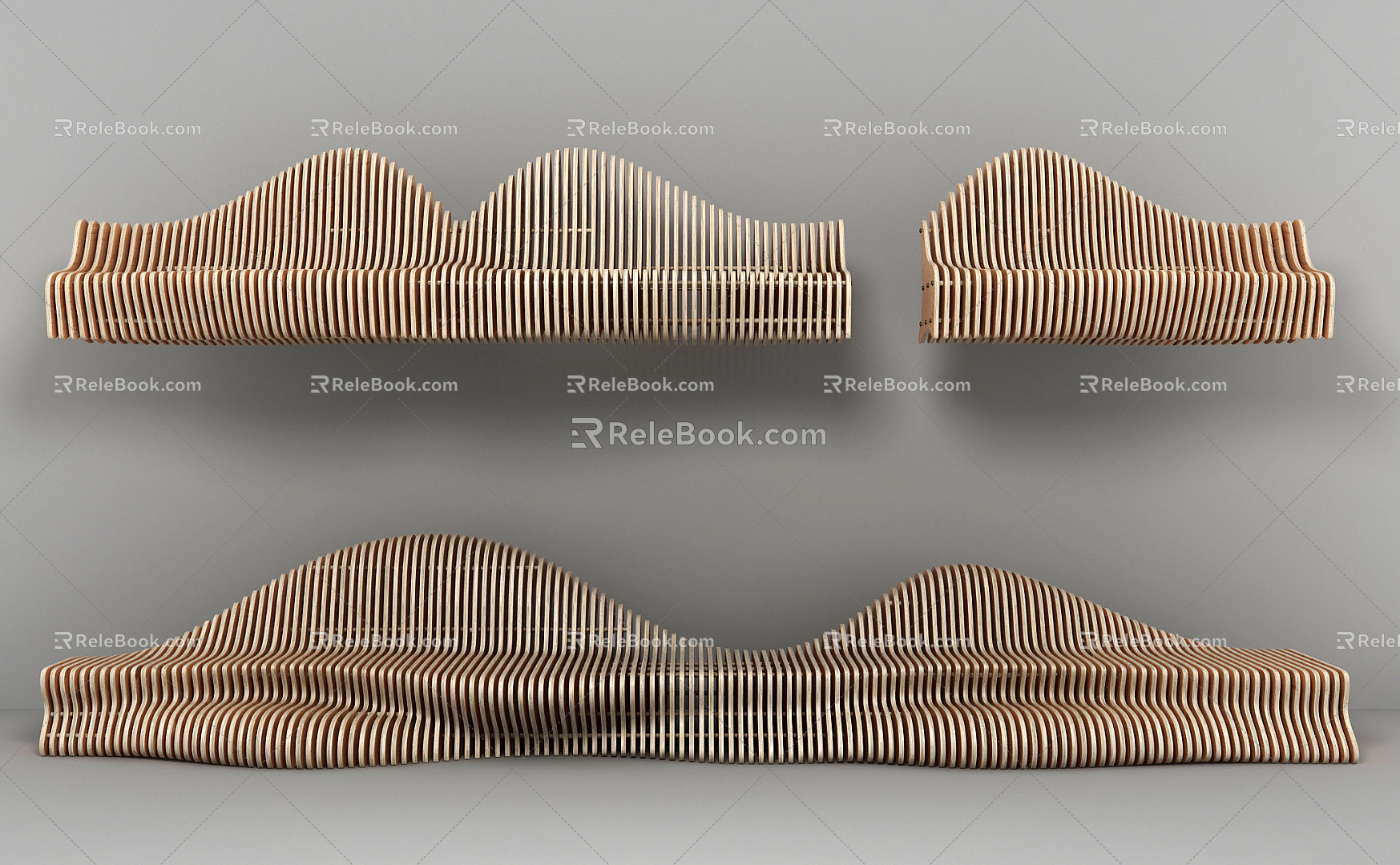 Modern Special-Shaped Sofa Wooden Art Leisure Chair 3d model