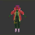 Stylish 3D Character Model Wearing Red Jacket Gray Pants And Green Boots