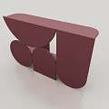 Modern Minimalist Entryway And Side Cabinet With Geometric Shapes In Deep Red