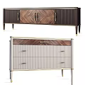 Modern Luxury Storage Cabinets with Herringbone Wood Grain Golden Handles and Dark Light Color Designs